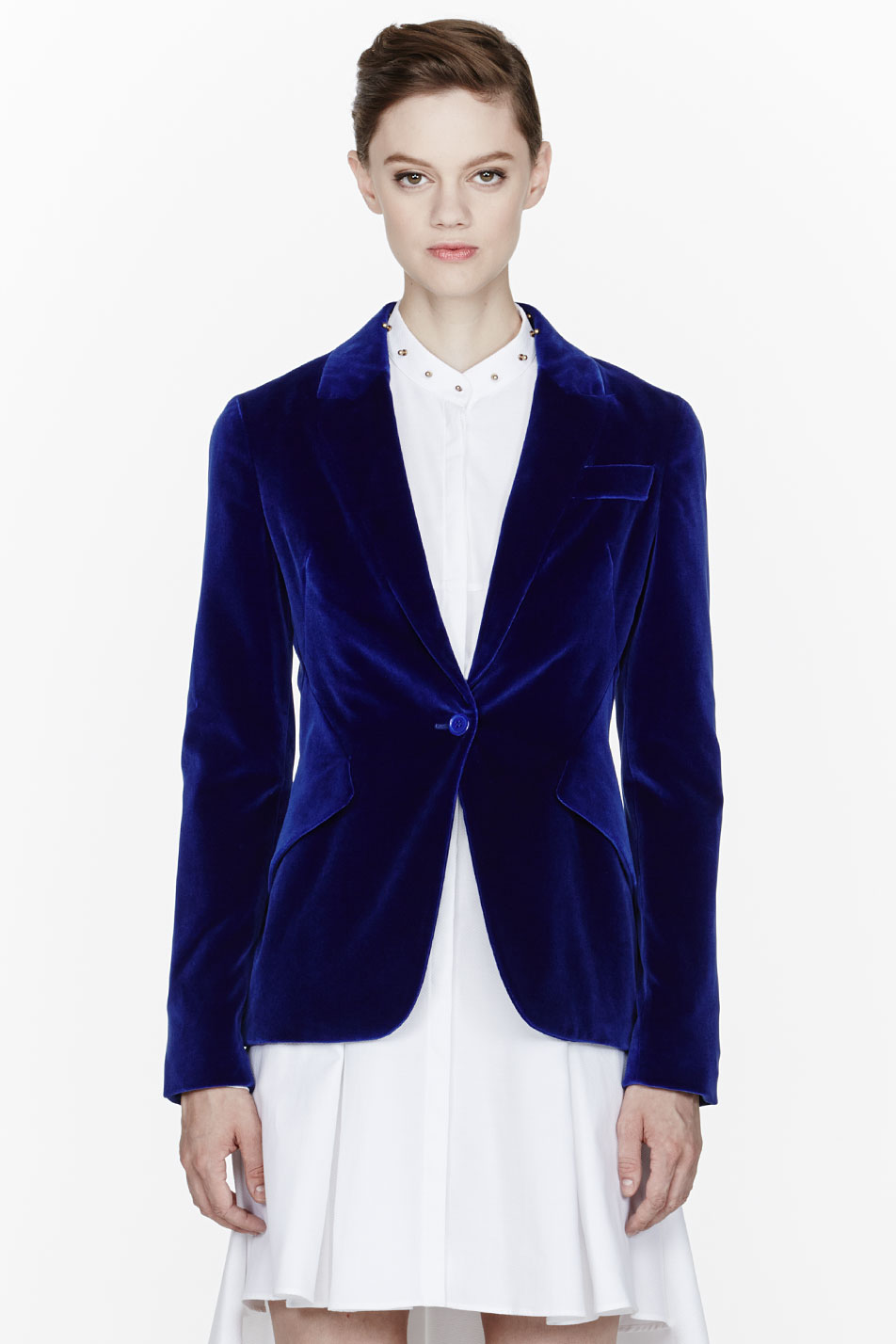 Lyst - Alexander Mcqueen Royal Blue Velvet Peplum Blazer in Blue