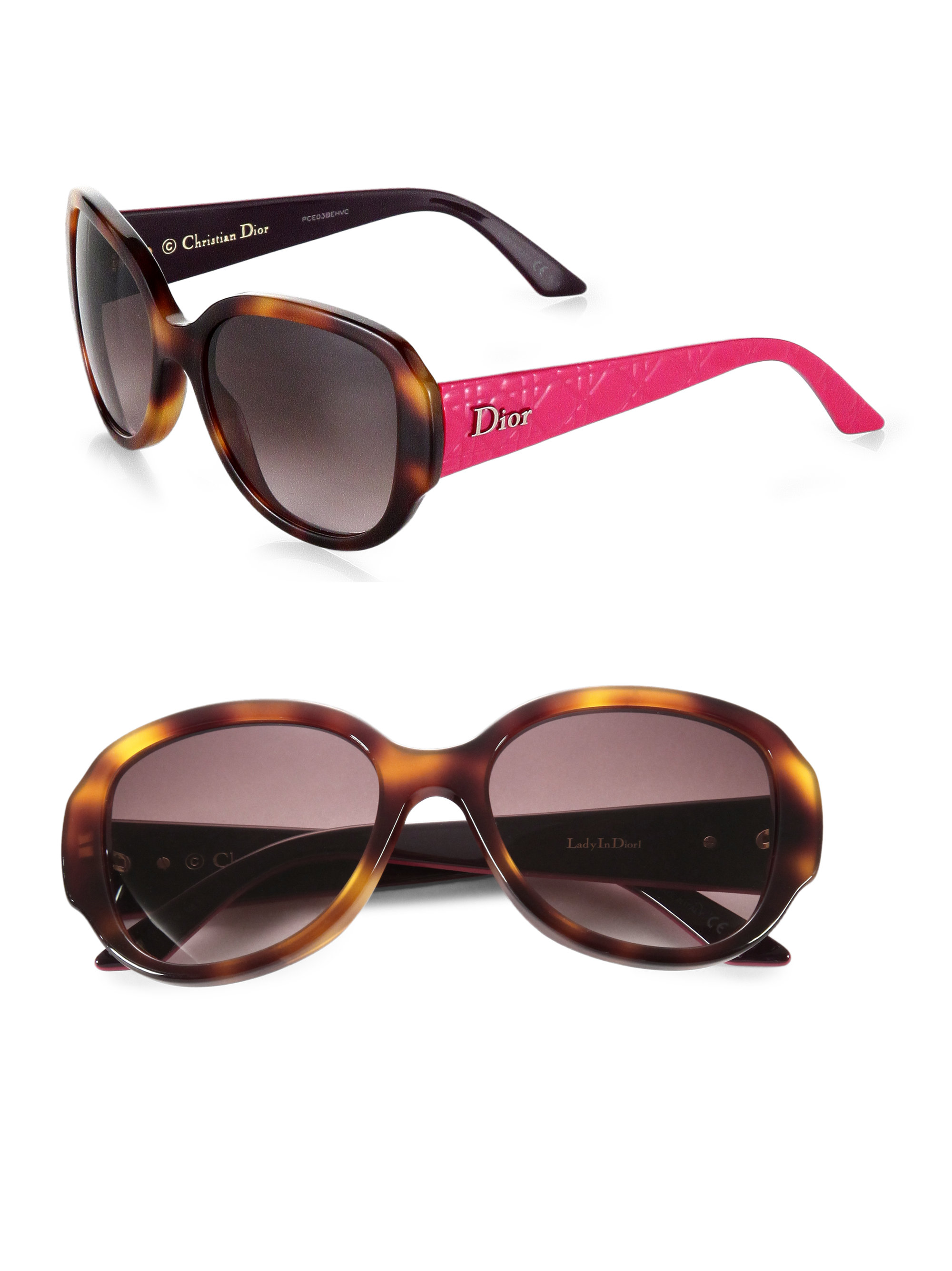 Dior Lady in Oversized Round Plastic Sunglasses in Pink | Lyst