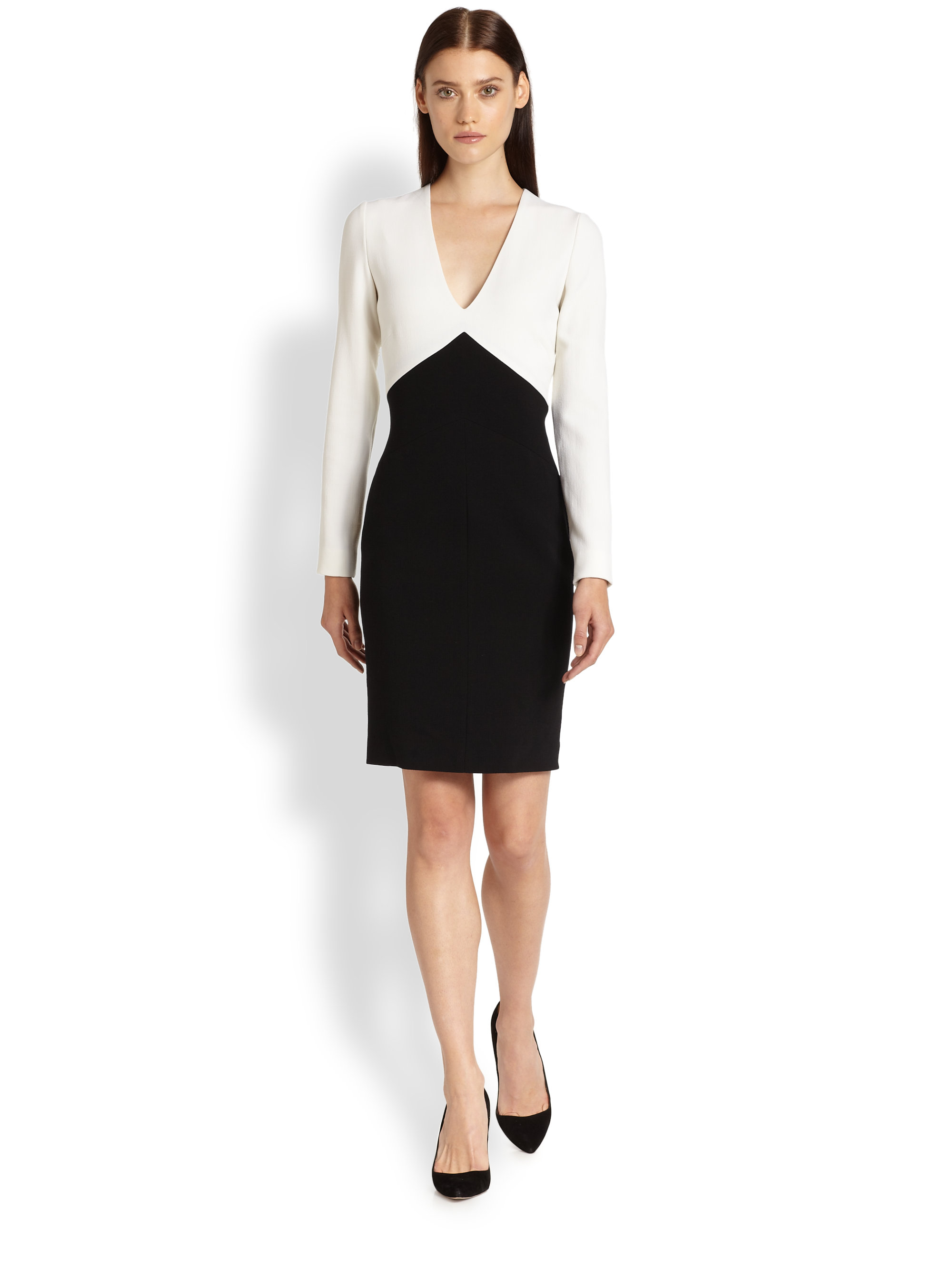 Emilio Pucci Stretch Wool Bicolor Dress In Black Lyst Gallery