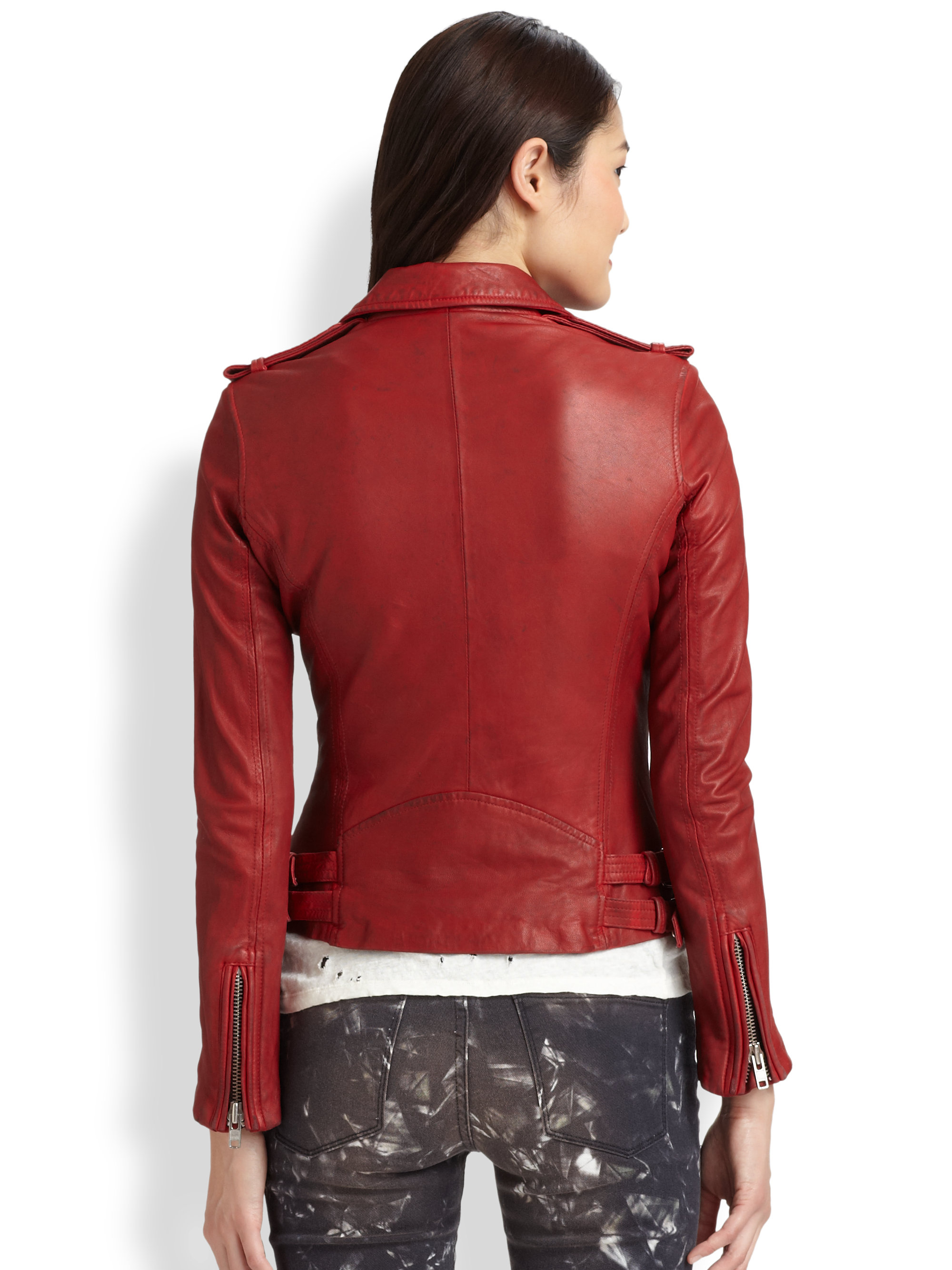 Iro Han Leather Moto Jacket In Red Lyst Gallery