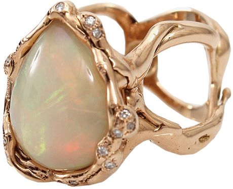 Lucifer Vir Honestus Opal And Diamond Organic Ring in Gold (ROSEGOLD ...