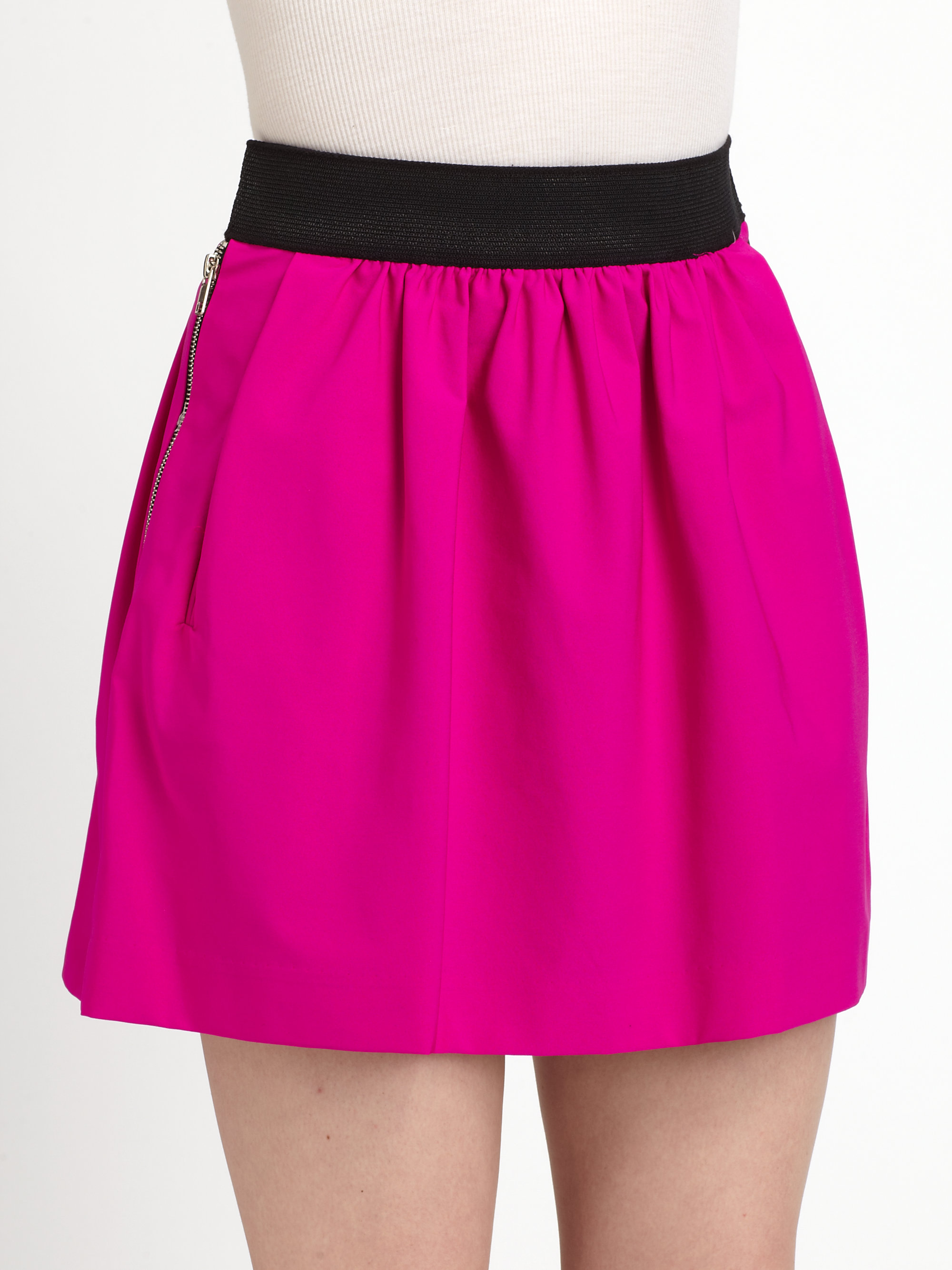 Milly Erin Stretch Crepe Mini Skirt in Pink (SHOCKING PINK) | Lyst