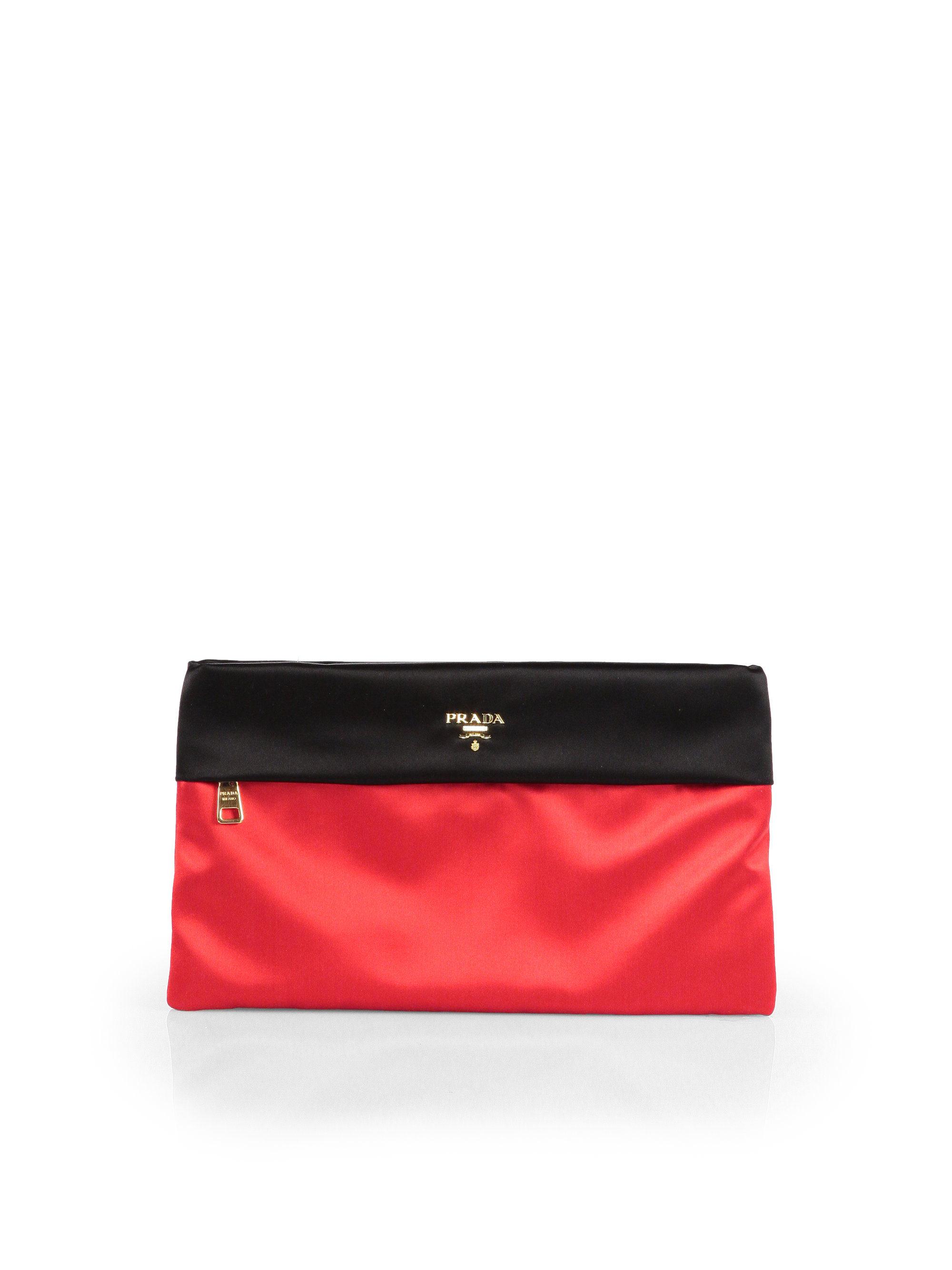 prada satchel saffiano - Prada Raso Bicolor Satin Box Clutch in Red (RED BLACK) | Lyst