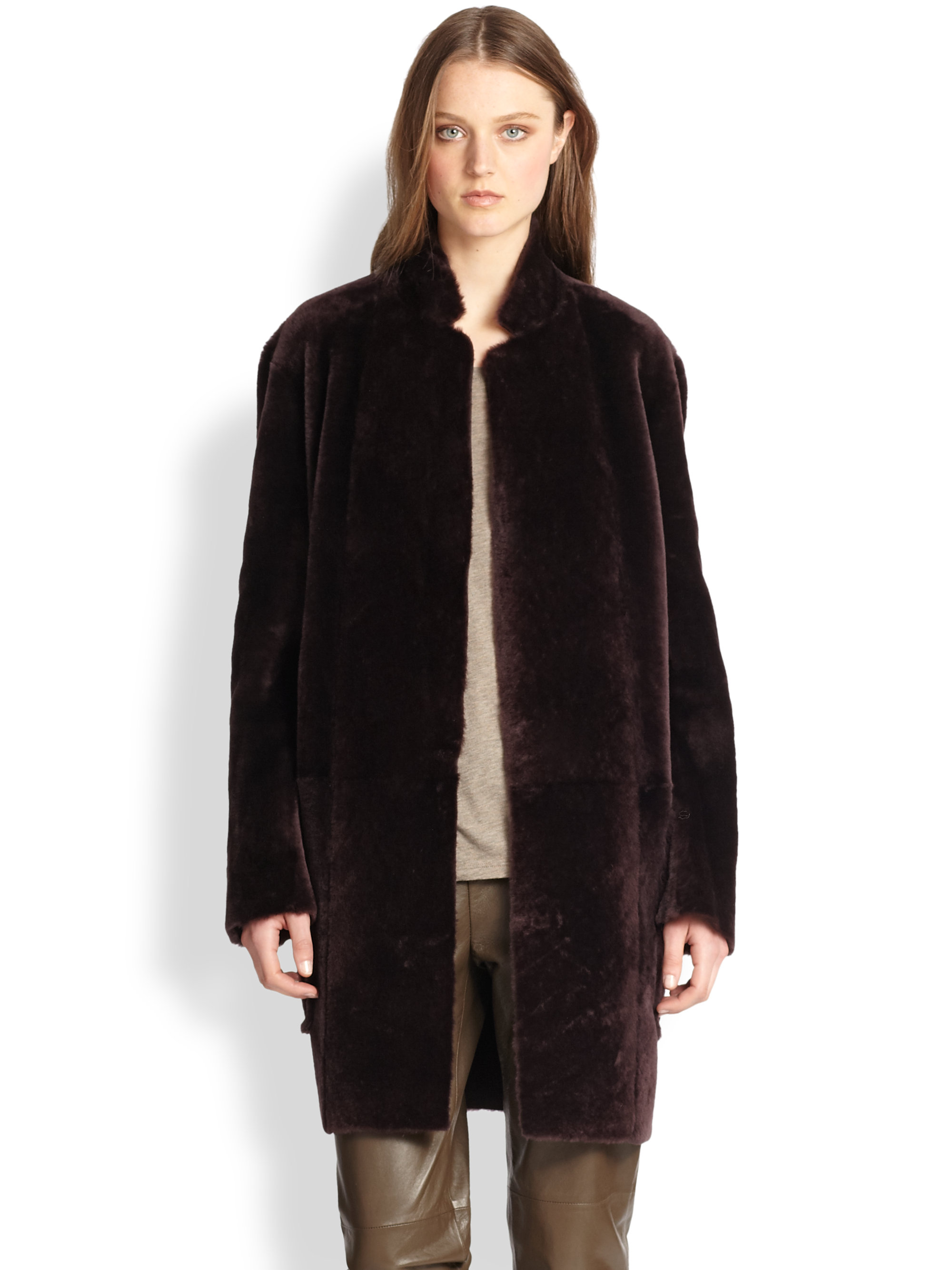 Lyst - Vince Reversible Shearling Coat in Black