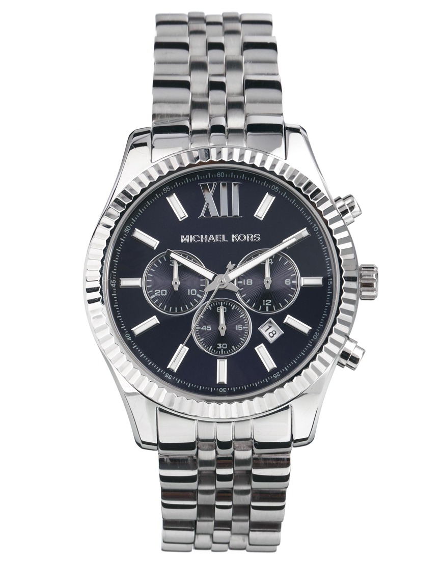 Lyst - Michael Kors Mk8280 Watch Lexington Chronograph Silver in Metallic for Men