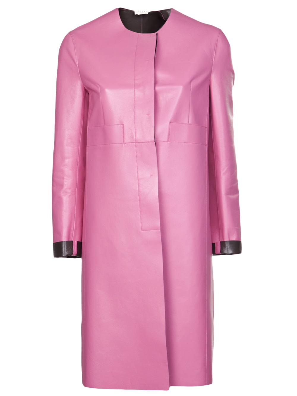 Marni Single Breasted Leather Coat in Pink - Lyst