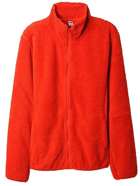 Uniqlo Fluffy Fleece Full Zip Long Sleeve Jacket in Red (ORANGE) | Lyst