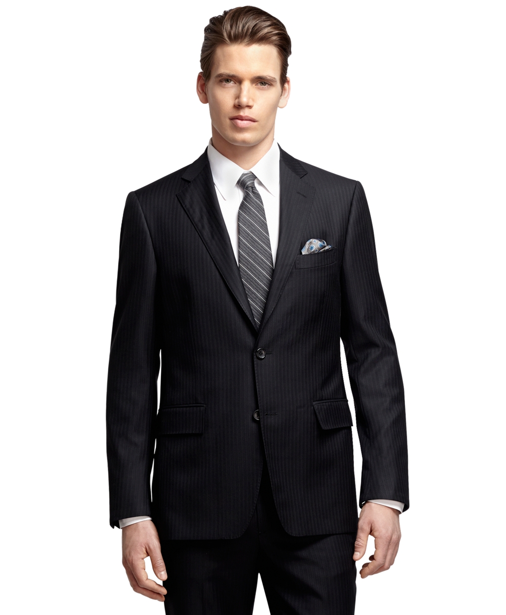 Brooks brothers Regent Fit Double Track Stripe 1818 Suit in Black for ...