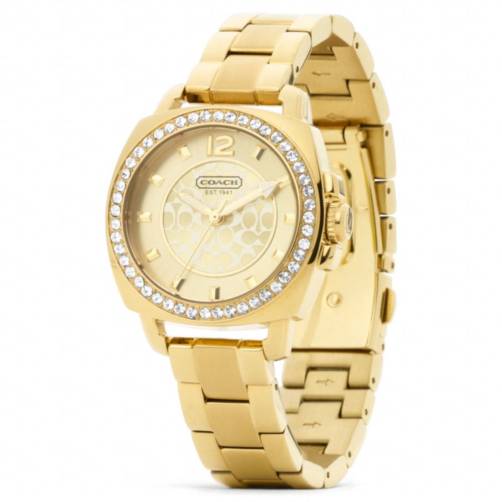 Lyst Coach Mini Boyfriend Gold Plated Crystal Bracelet Watch In Metallic 8806