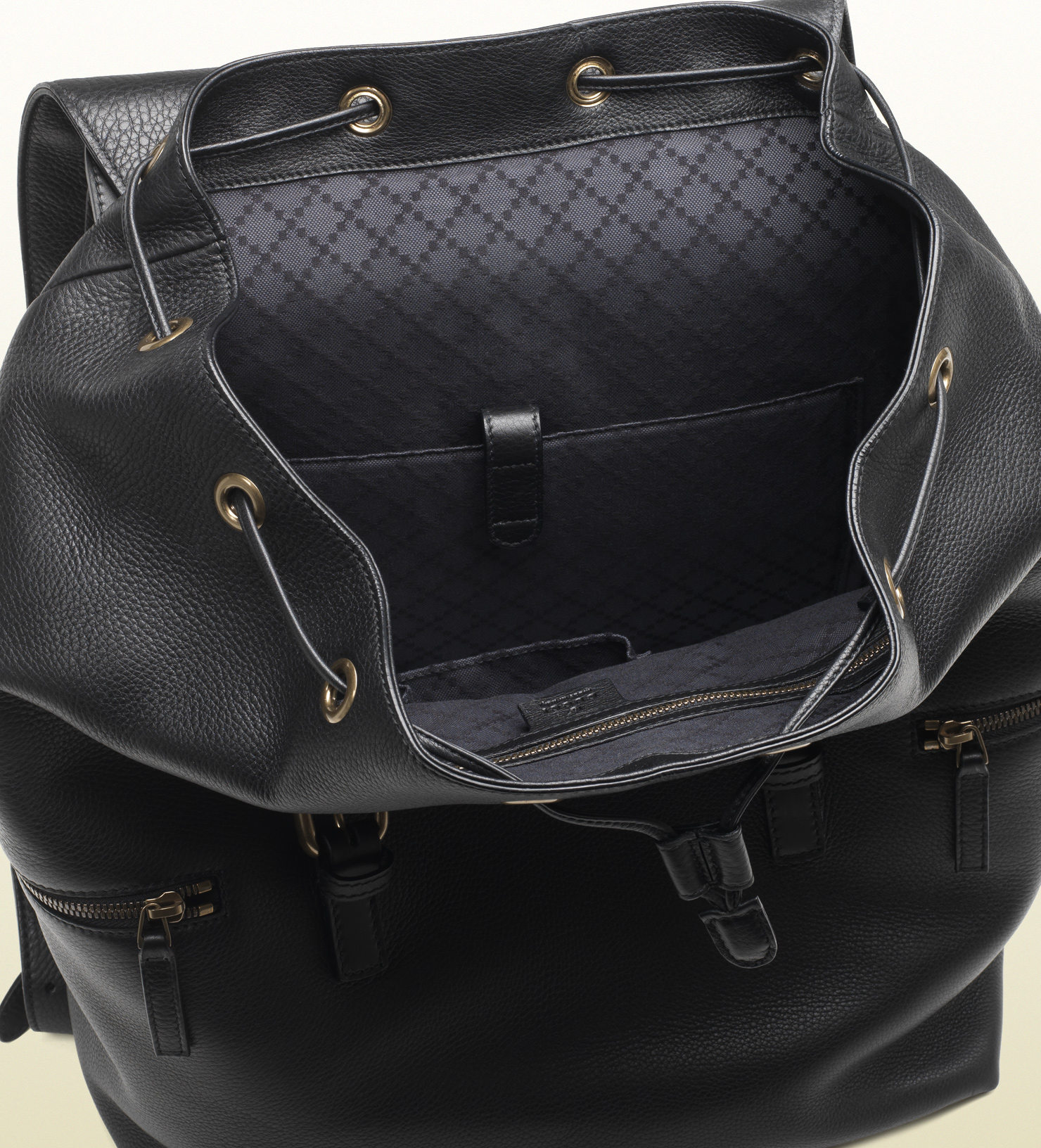 Lyst - Gucci Black Leather Backpack in Black for Men