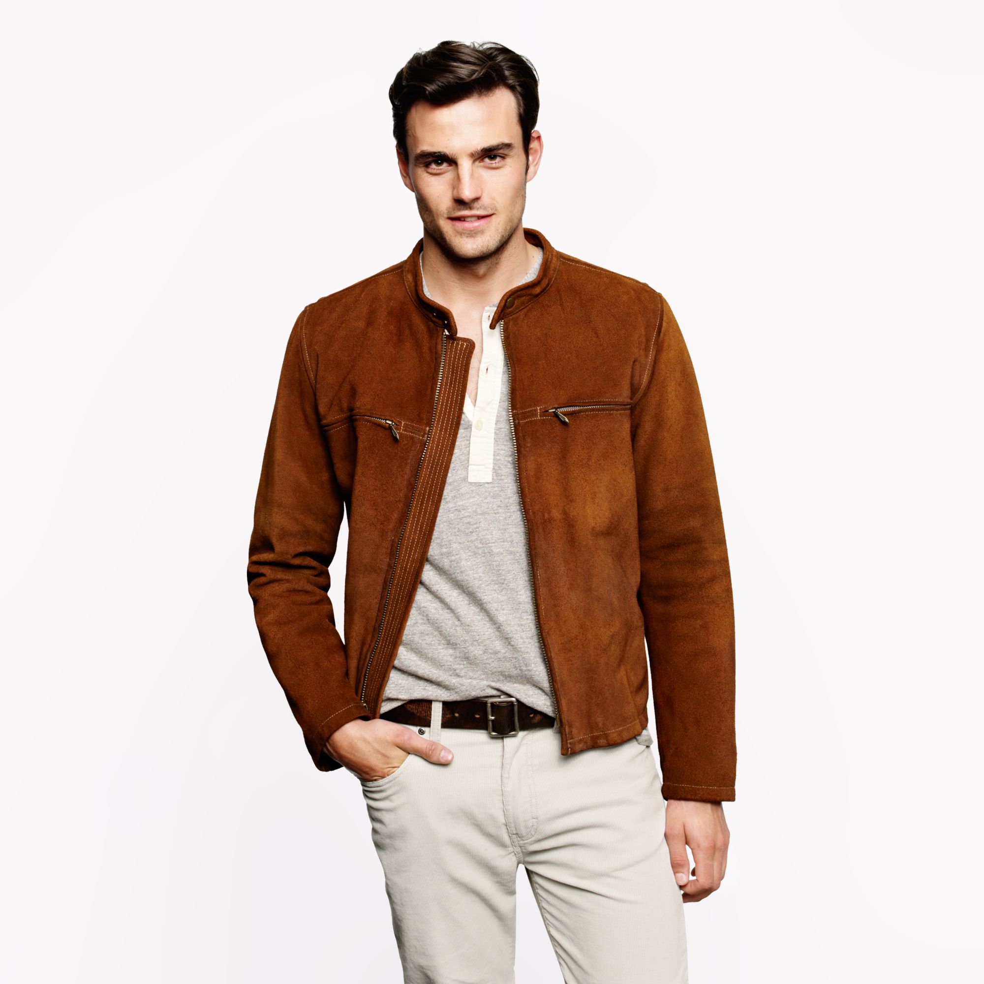 Lyst J.Crew Suede Racer Jacket in Brown for Men