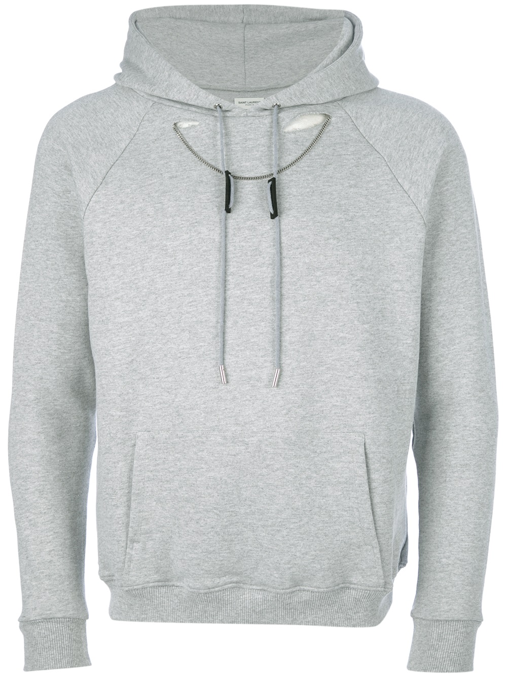 Saint Laurent Chain Detail Hooded Sweatshirt in Gray for Men (grey) | Lyst