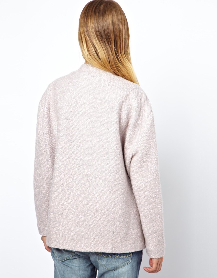 Lyst - Asos Blazer with Asymmetric Zip in Boucle in Pink