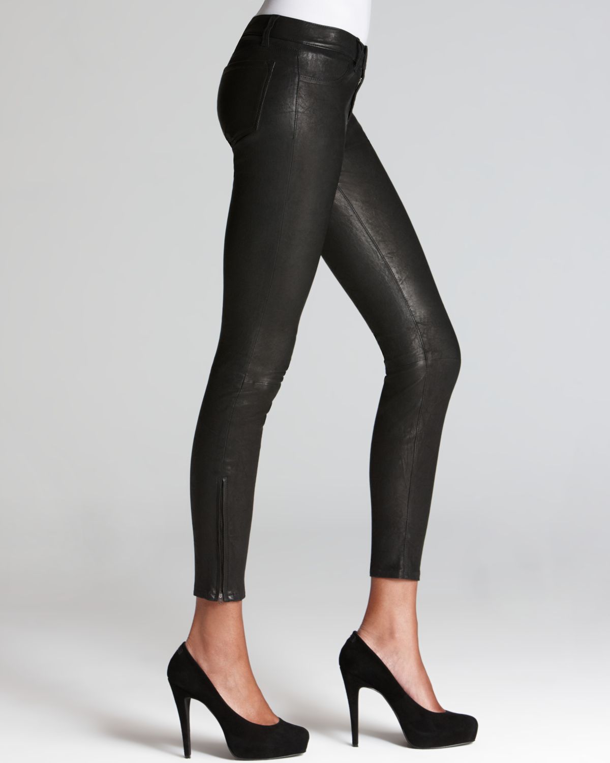 J brand Leather Super Skinny Pants in Black | Lyst