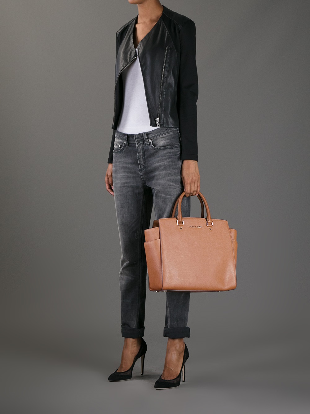 Lyst Michael Kors Selma Tote In Brown Gallery Previously Sold At Farfetch Women S Michael By Kors Selma