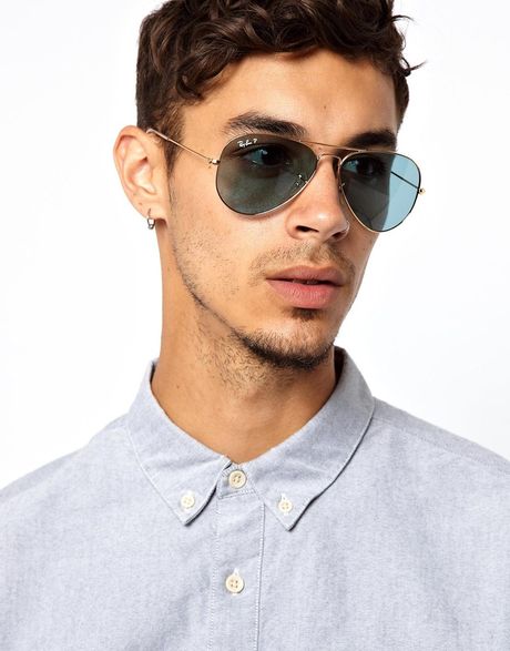Ray Ban Aviator Blue Gradient Grey Polarized Shop Clothing Shoes Online