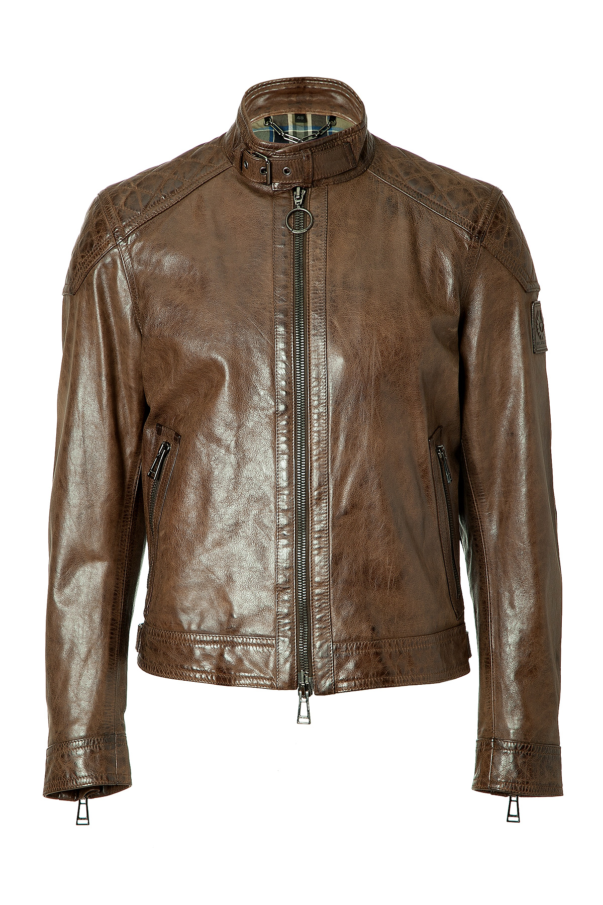 Belstaff Leather Beckland Cafe Racer Blouson Jacket in Antique Bronze