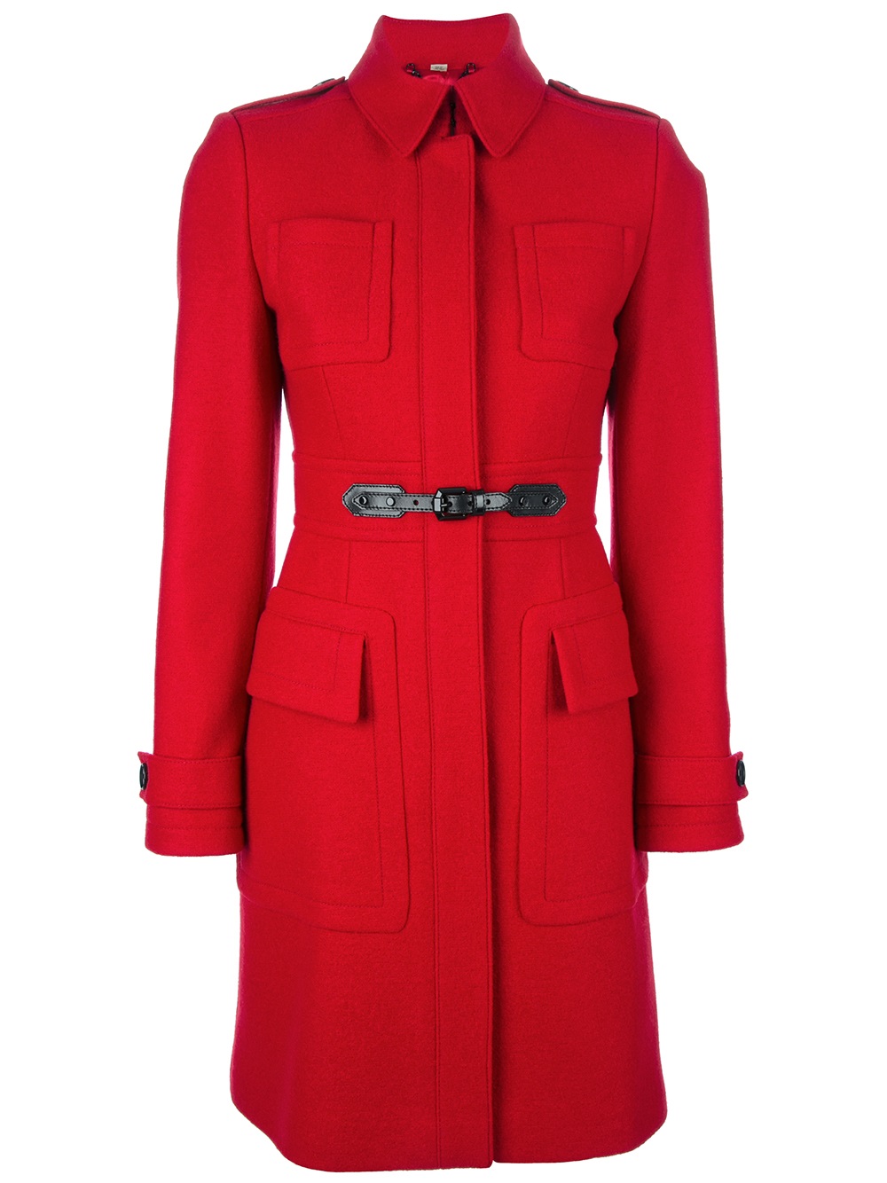 Lyst - Burberry Fitted Coat in Red