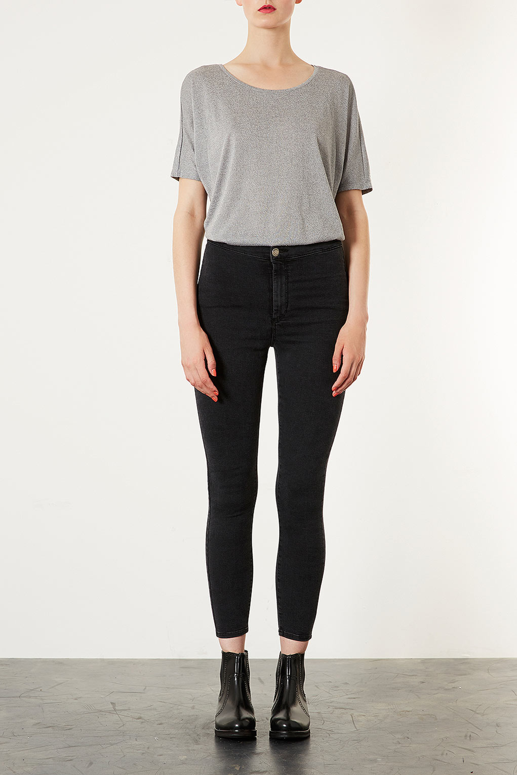 Lyst - Topshop Moto Washed Black Joni Jeans in Black