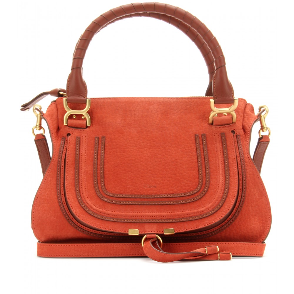 Chlo Marcie Medium Suede Handbag in Red (red blush) | Lyst