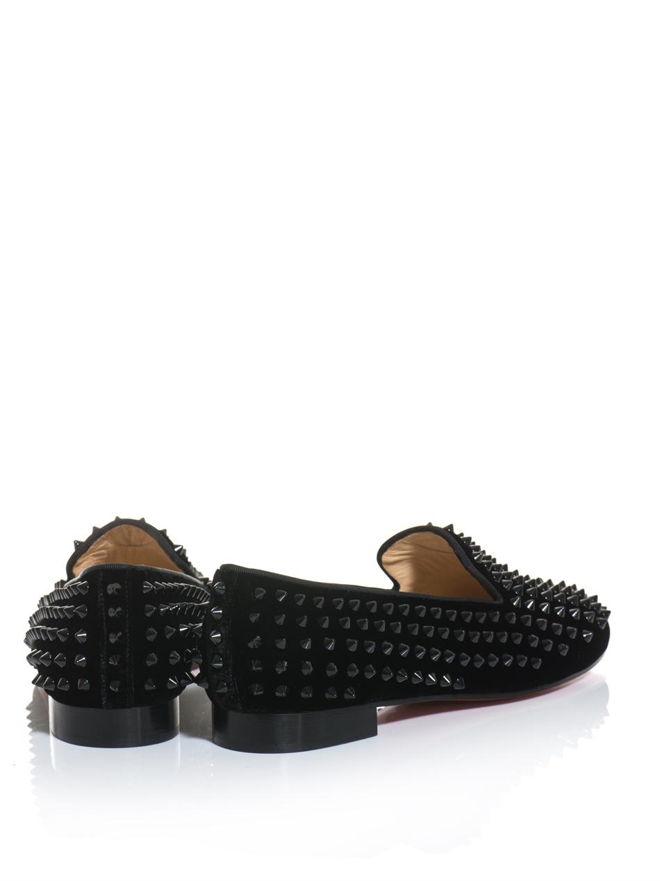 replica mens shoes - christian louboutin rolling spikes flat velvet