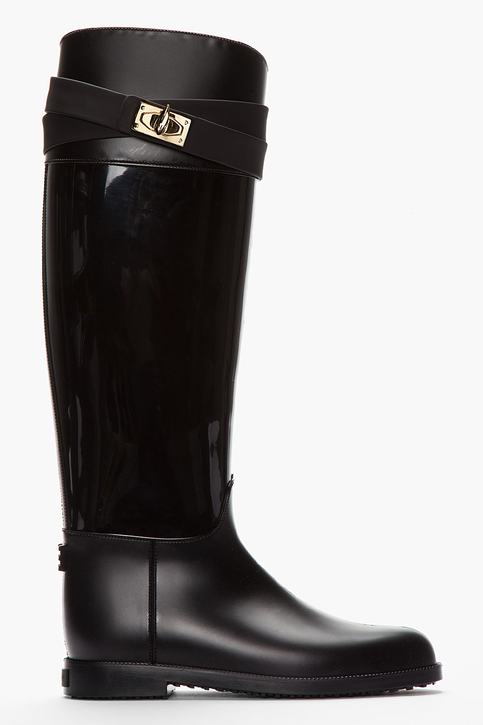 Givenchy Black Matte and Patent Rubber Sharklock Rain Boots in ...