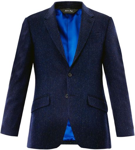 Paul Smith Herringbone Tweed Blazer in Blue for Men (navy) | Lyst
