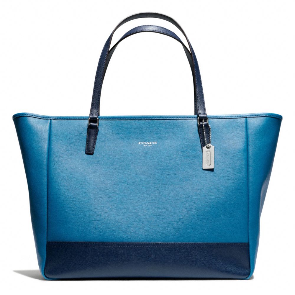 Lyst - COACH Large City Tote in Saffiano Colorblock Leather in Blue