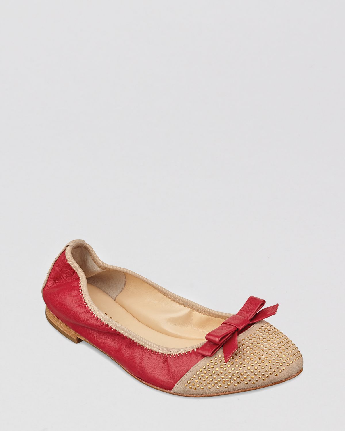 Ivanka Trump Ballet Flats Lori Two Tone Bow in Beige (Red/Nomad) | Lyst