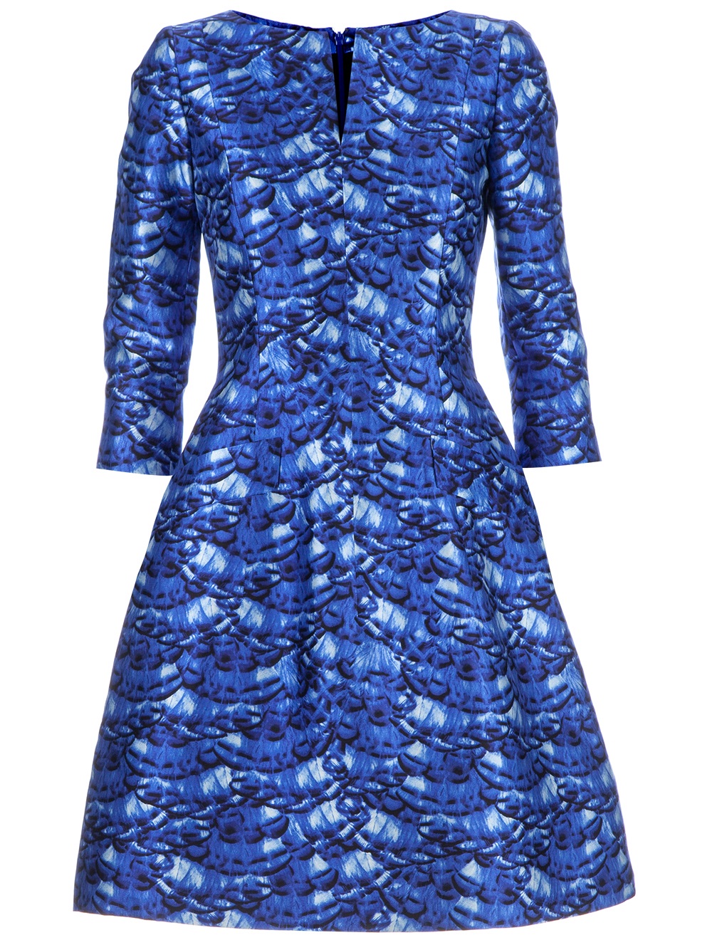 Oscar De La Renta Scallop Print Flared Dress in Blue | Lyst
