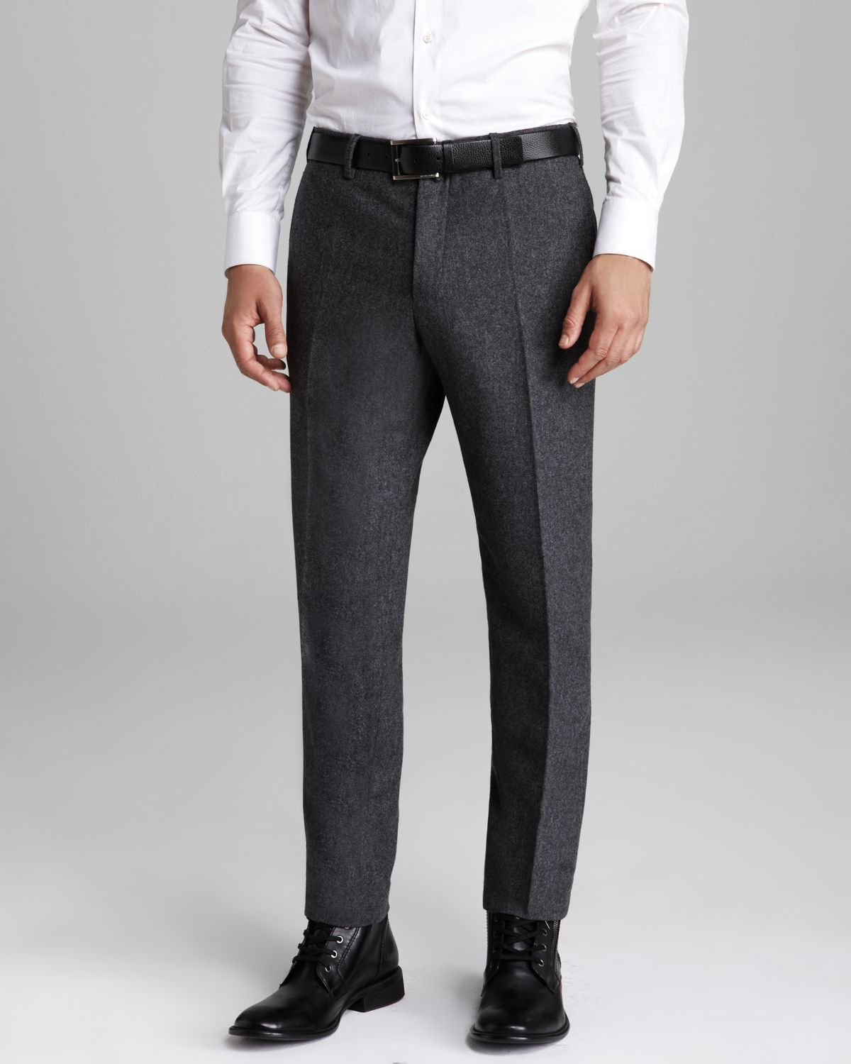 Vince Brushed Wool Herringbone Trousers in Gray for Men | Lyst