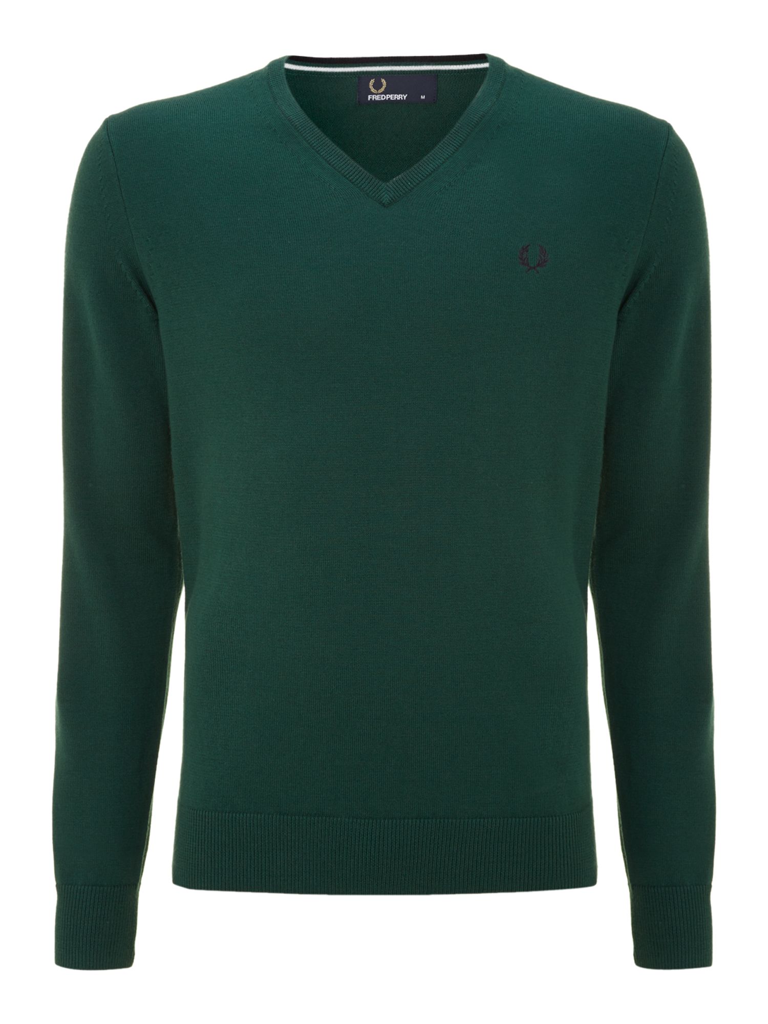 Fred Perry Classic Merino Tipped Vneck Jumper in Green for Men (Dark ...