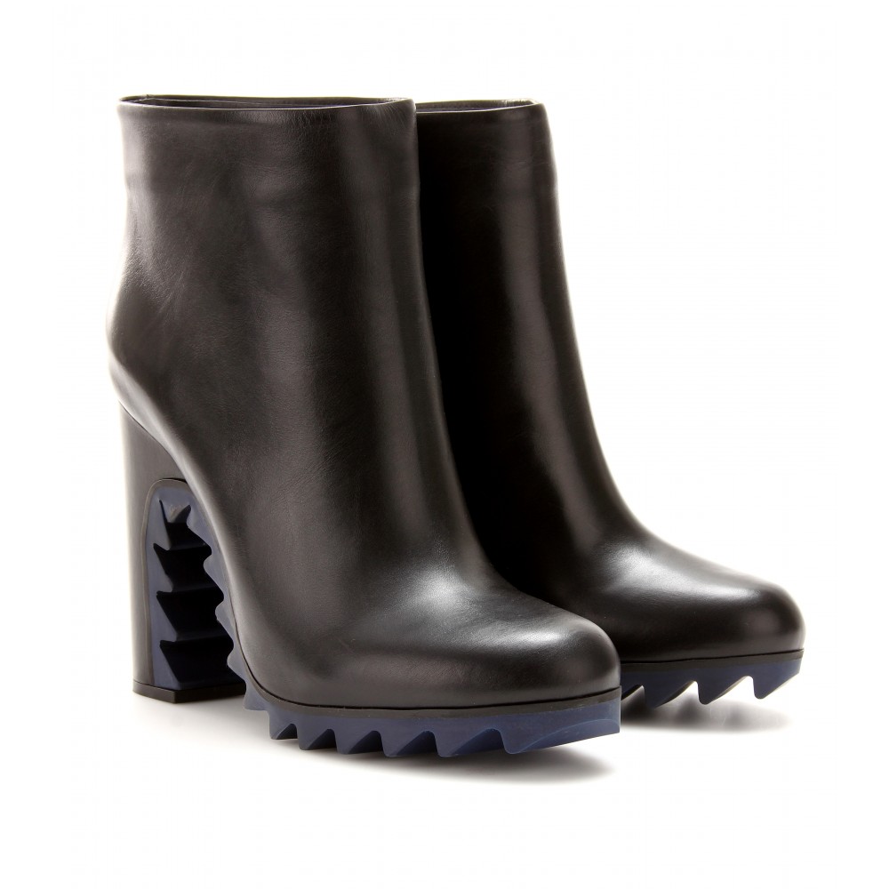 Lyst - Jil Sander Leather Boots with Spiked Rubber Sole in Black