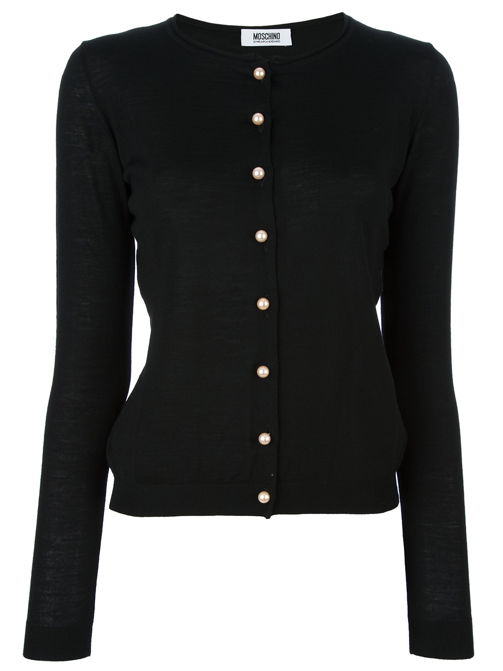 Lyst - Boutique Moschino Pearl Button Cardigan in Black