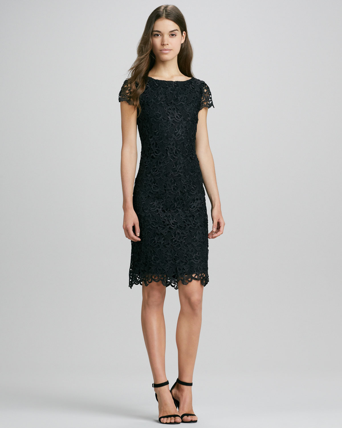 Alice Olivia Black Lace Over Nude And Long Formal Dress Size L | My XXX ...