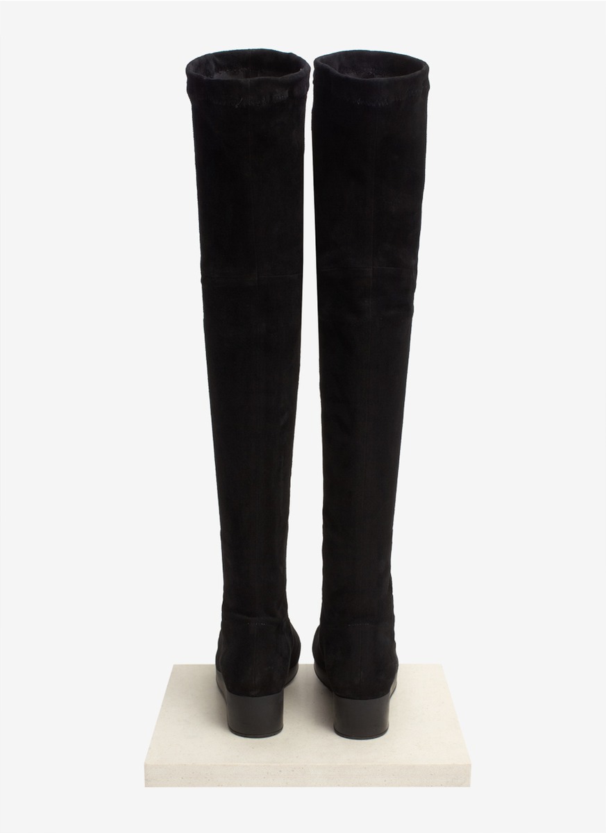 Lyst Robert Clergerie Suede Overknee Wedge Boots In Black