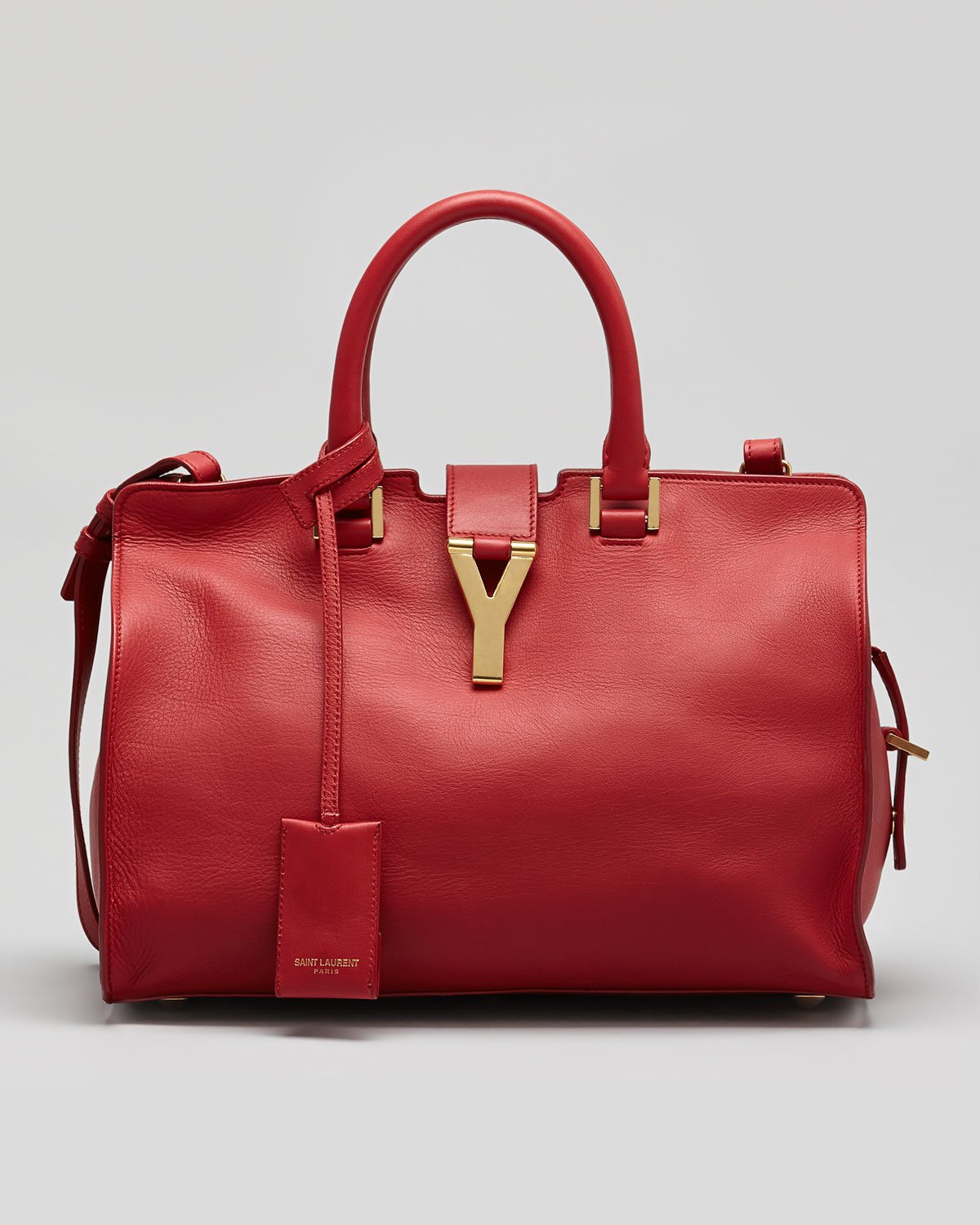 Saint laurent Y-Ligne Cabas Mini Leather Bag Red in Red | Lyst