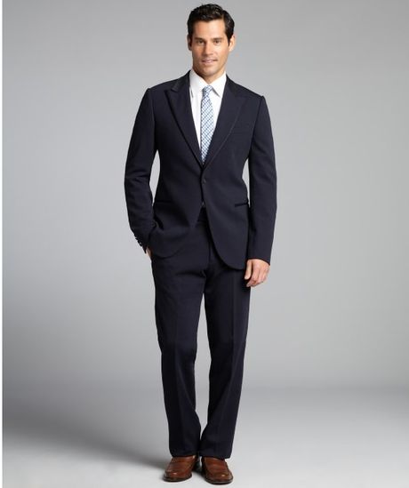 Armani Collezioni Navy Stretch Jersey Single-Button Smoking Suit With ...