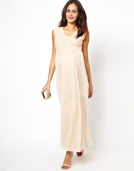 Aldo Asos Maternity Exclusive Maxi Dress with Pleated Front in Pink ...
