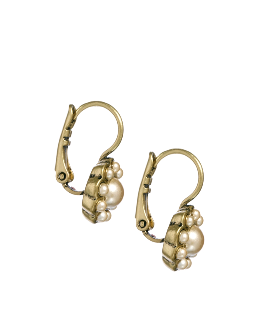 Lyst Cath Kidston Daisy Pearl Earrings In Metallic Gallery