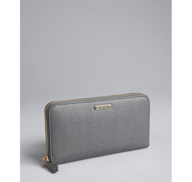 Fendi Grey Crosshatch Leather Continental Wallet in Gray | Lyst