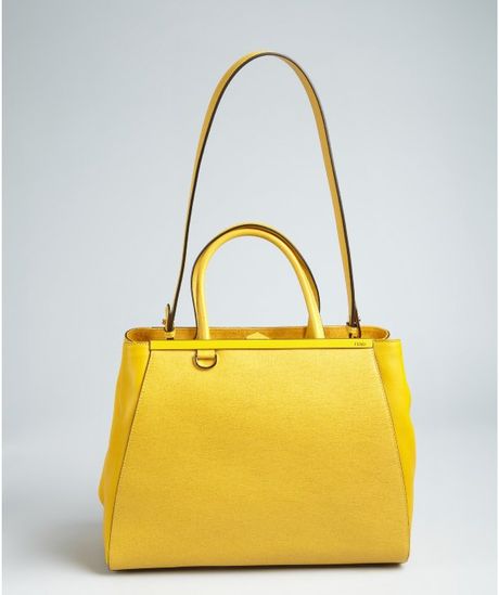Fendi Yellow Cross-hatched Leather '2jours Large' Convertible Satchel ...