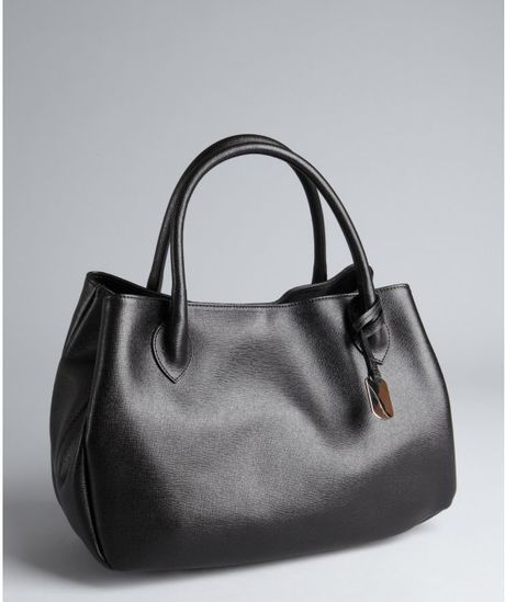 Furla Black Saffiano Leather New Giselle Shopper Tote in Black | Lyst