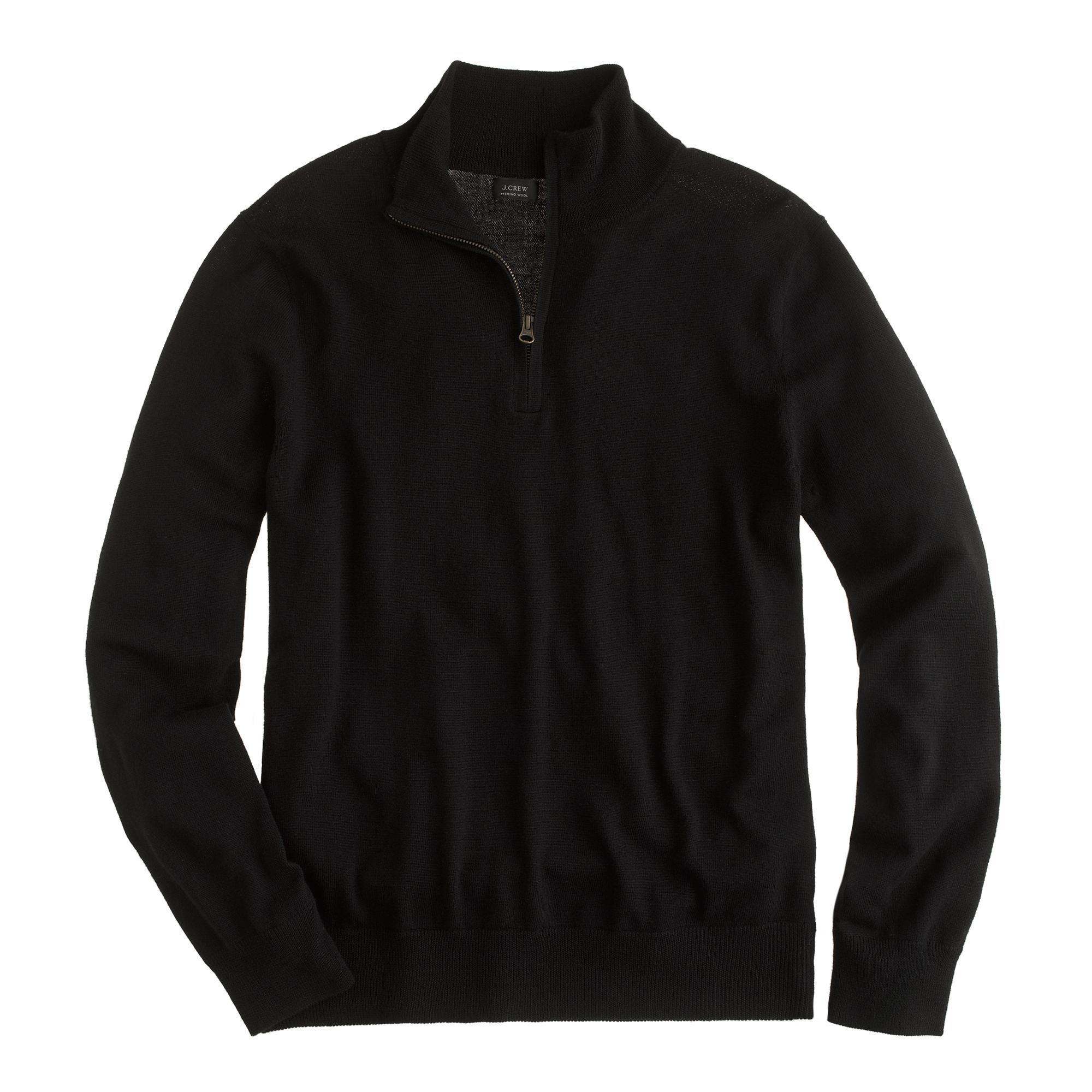 J.crew Merino Wool Half-zip Sweater in Black for Men | Lyst