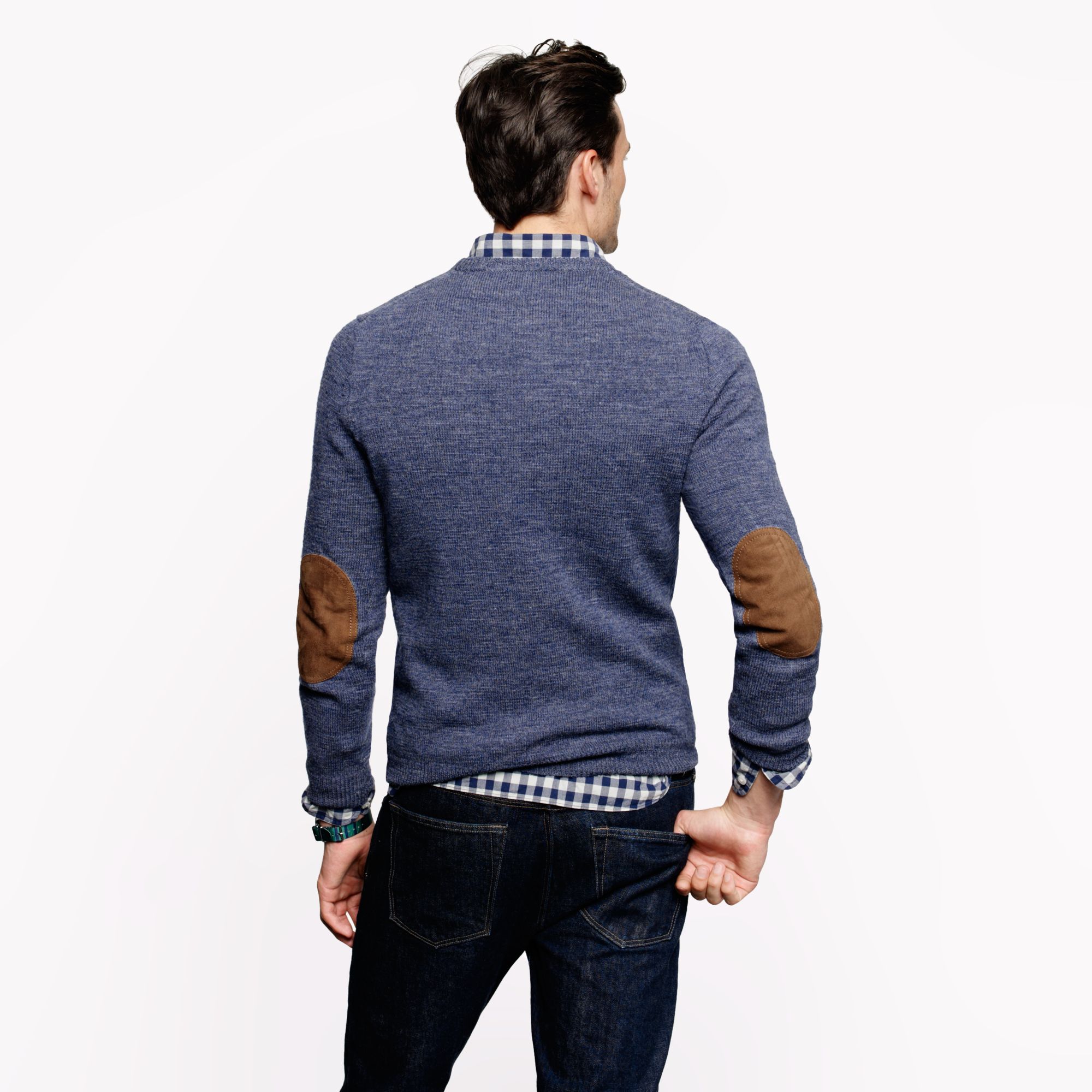 J.crew Slim Rustic Merino Elbow-patch Sweater in Blue for Men (hthr ...