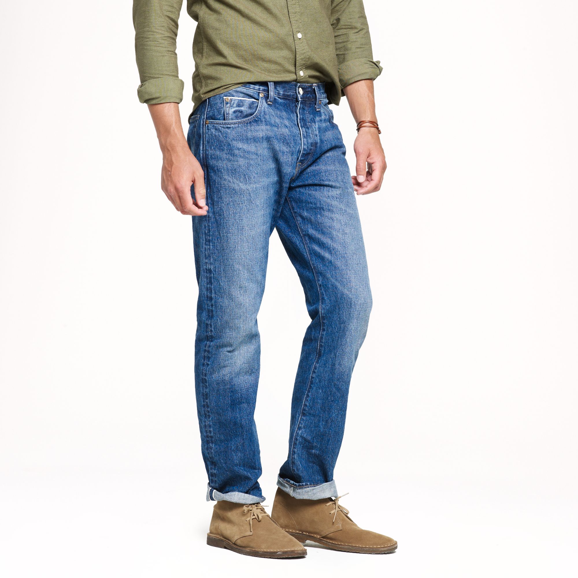 J.crew 1040 Slimstraight Japanese Selvedge Jean In Worn Indigo Wash in