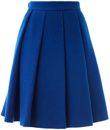 J.w. Anderson Ten Pleat Wool Skirt in Blue (cobalt) | Lyst