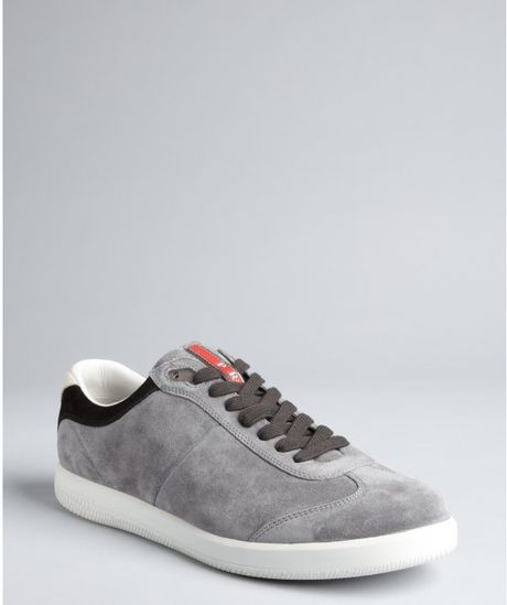 Prada Sport Grey Suede Lace-up Sneakers in Gray for Men (grey) | Lyst
