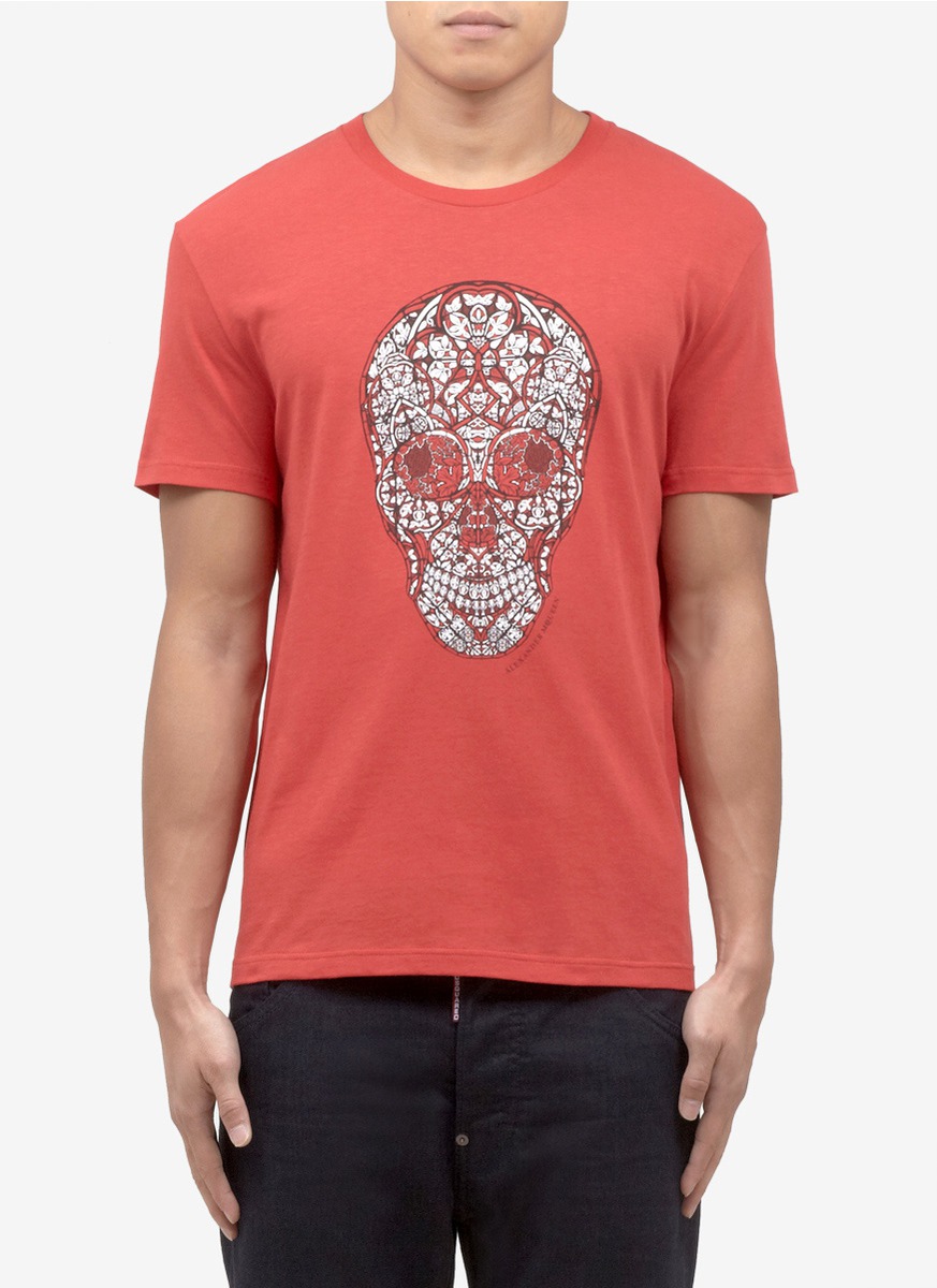 Lyst - Alexander Mcqueen Stain Glass Skull Printed Cotton T-shirt in ...