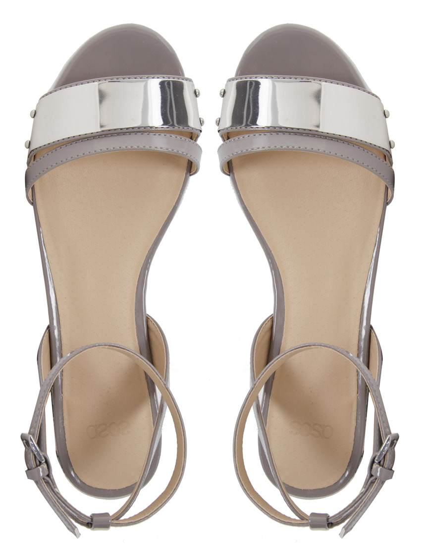 light grey flat sandals